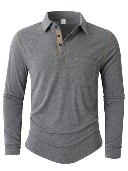 Men's Long-Sleeve Polo Shirt Elegant Sporty