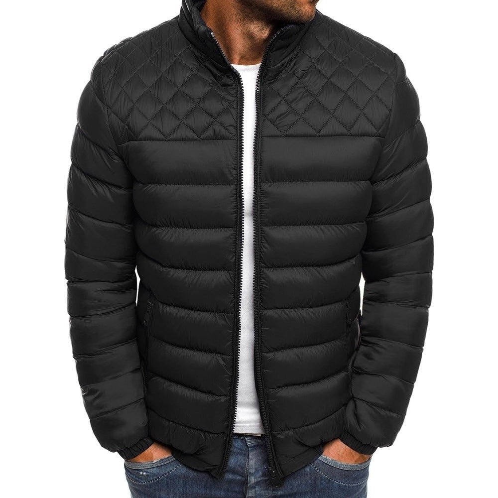 Men's Winter Jacket Quilted Vest High Collar Zipper Pockets