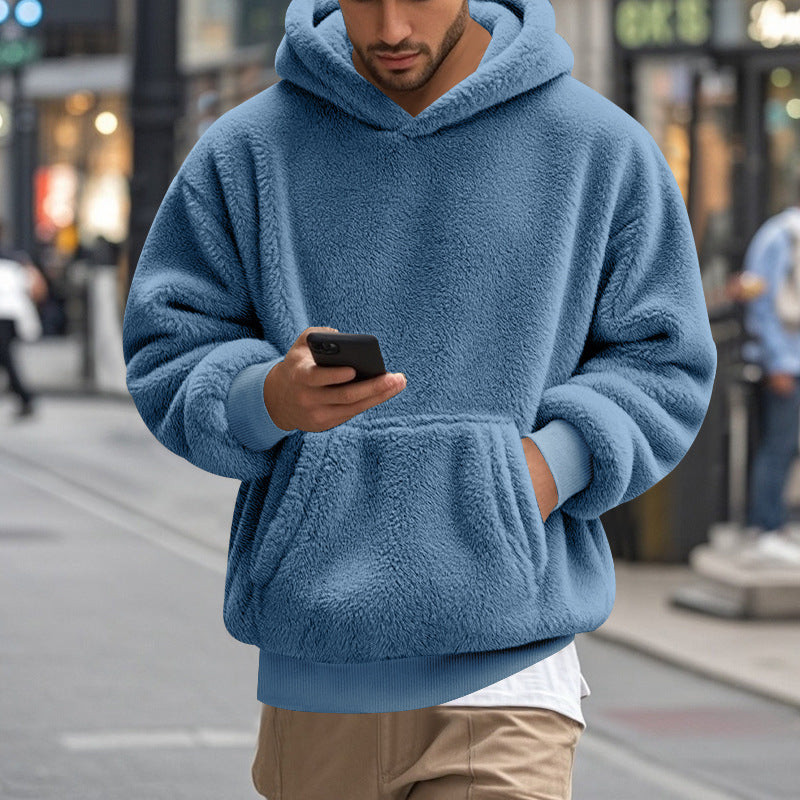 Men's Large Fleece Hoodie Comfortable Modern Kangaroo Pocket