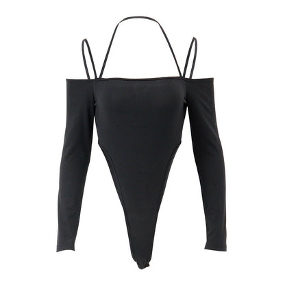 Women's Off-Shoulder Long-Sleeve Bodysuit Elegant Top