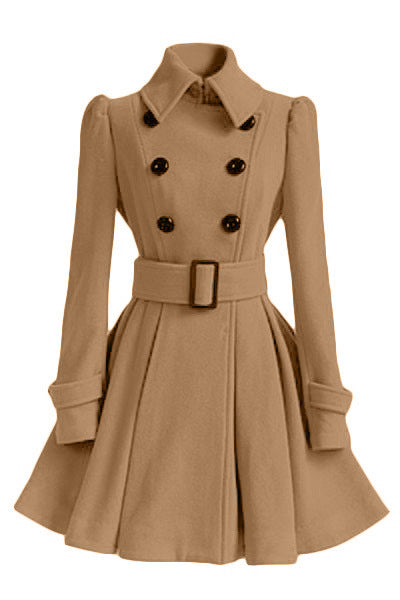 Women's Trench Coat Elegant Double-Breasted Waist