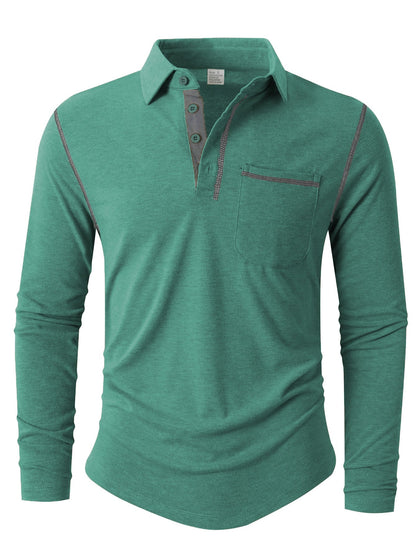 Men's Long-Sleeve Polo Shirt Elegant Sporty
