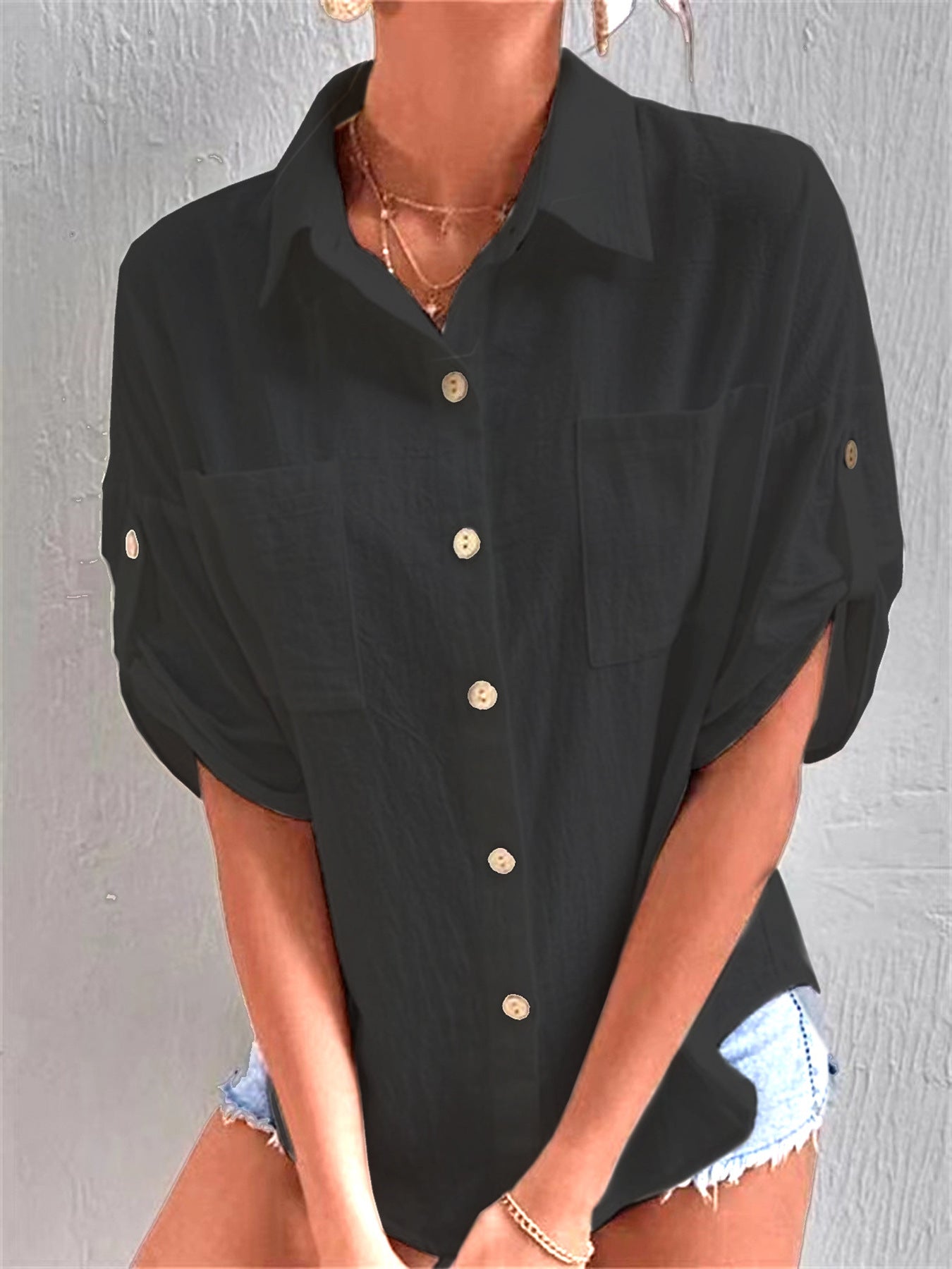 Women's Linen Blouse Summer-Light Elegant Design