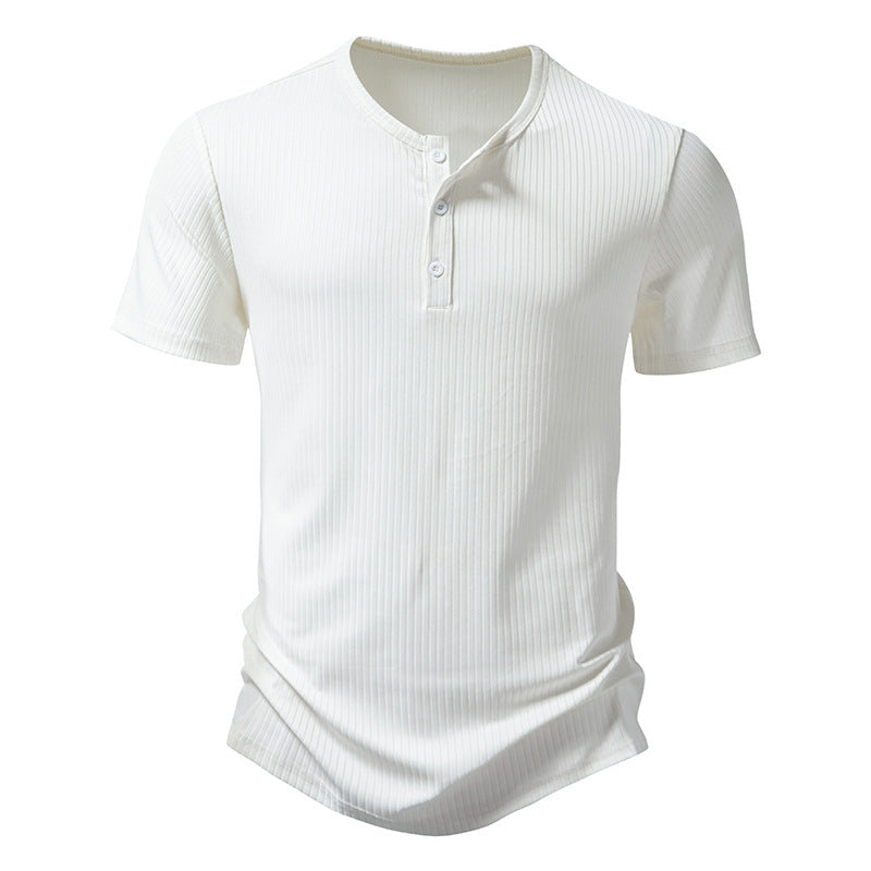 Men's Short Sleeve Shirt Modern Textured Button Details