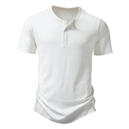 Men's Short Sleeve Shirt Modern Textured Button Details