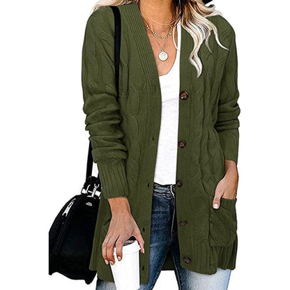 Women's Cable Knit Cardigan with Pockets