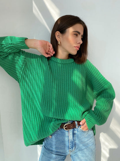 Large Cardigan Rib Knit Relaxed Design