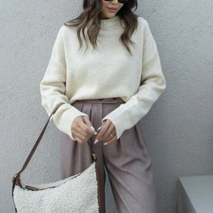 Women's Oversized High-Neck Elegant Sweater