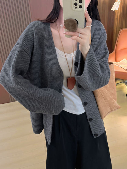 Women's Oversized Chunky Knit Off-Shoulder Cardigan