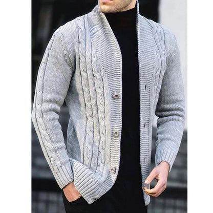 Men's Robust Cable Knit Cardigan Button Fastening