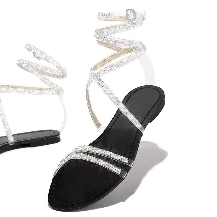 Women's Sandals Glitter Rhinestone Shoes Evening Dress