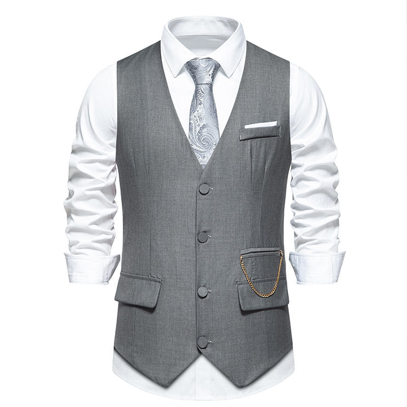 Men's Elegant Modern Suit Vest with Pockets