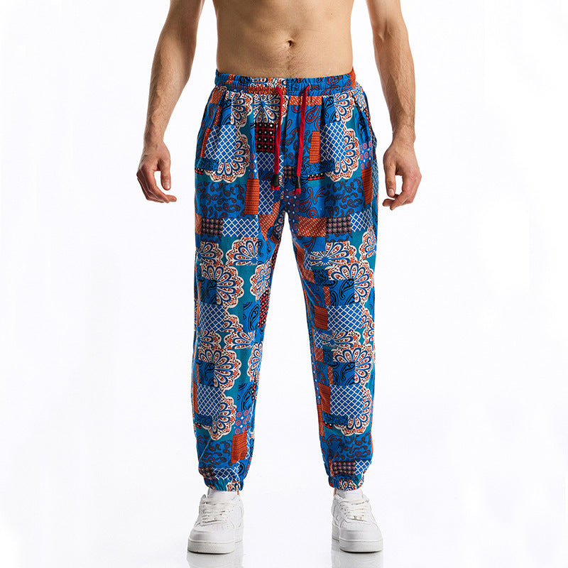 Men's Casual Pants Colorful Patterned Elastic