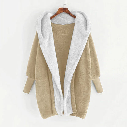 Soft Women's Cardigan Coat with Hood and Loose Fit