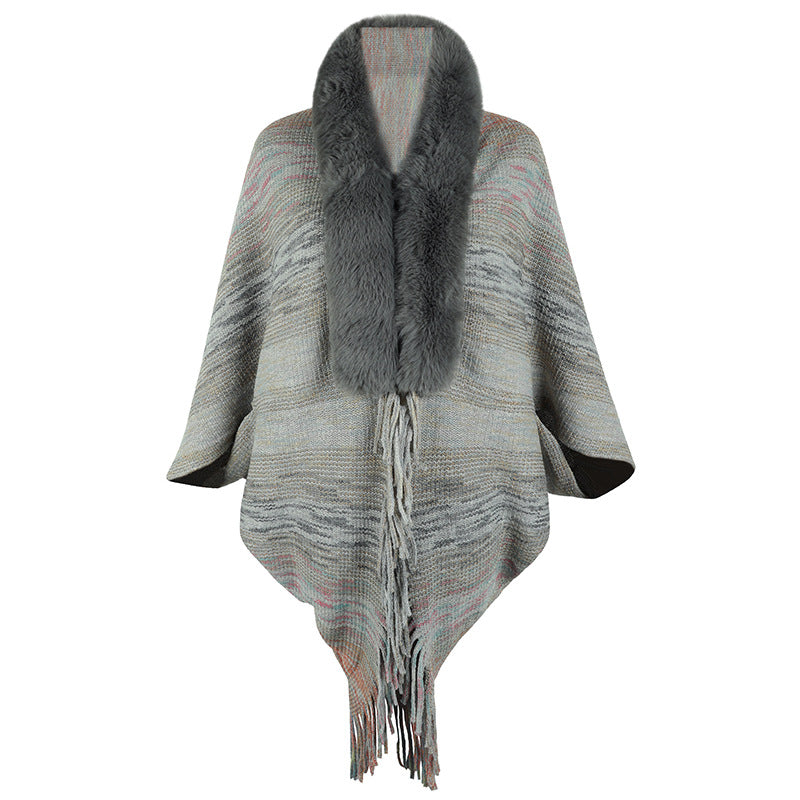 Women's Poncho Elegant Faux Fur Collar Women's Coat
