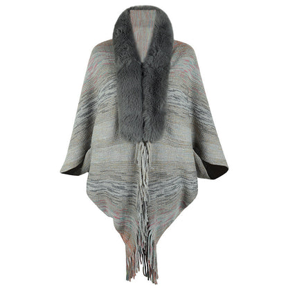 Women's Poncho Elegant Faux Fur Collar Women's Coat