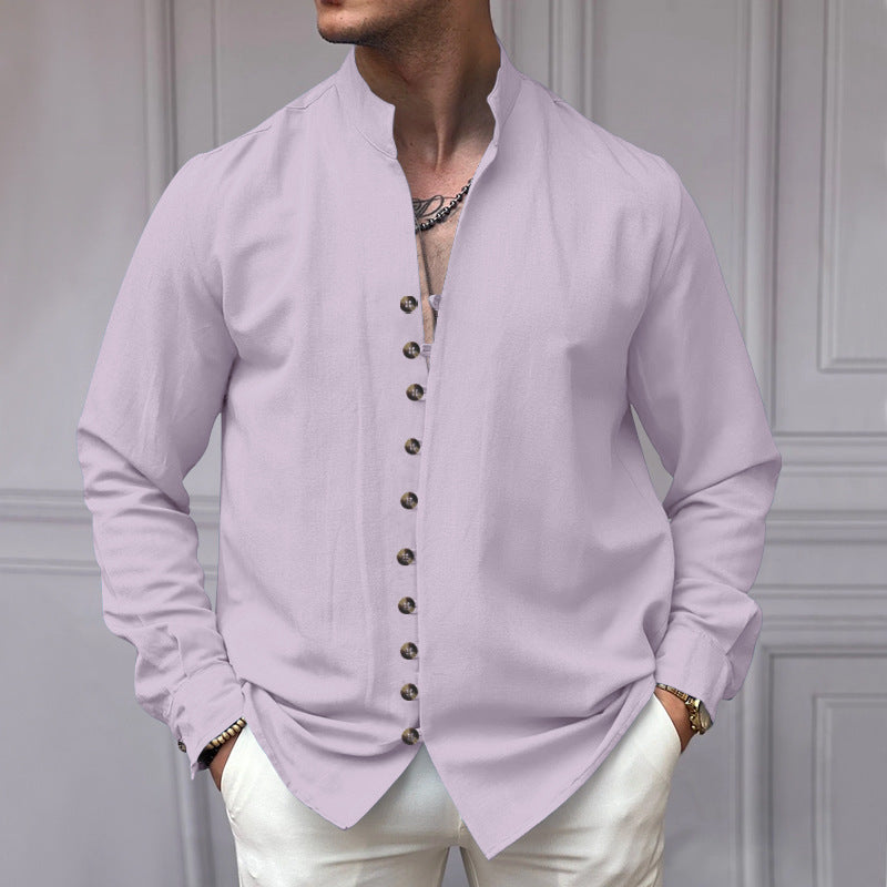 Men's Long-Sleeve Shirt Modern Buttons Elegant Design