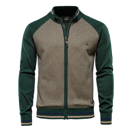 Fine Knit Cardigan Zipper Modern Stand-up Collar