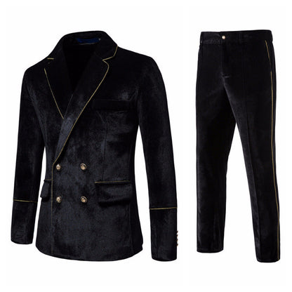 Men's Suit Velvet Elegant Gold