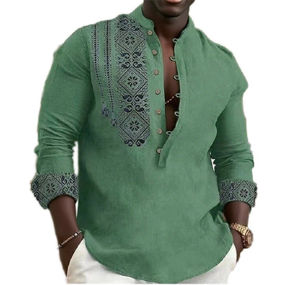 Men's Long-Sleeve Shirt Ethnic Style Modern