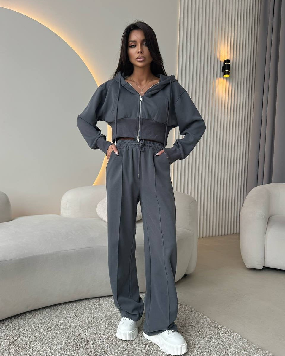 Women's Sport Hoodie Set Loose Fit Elastic
