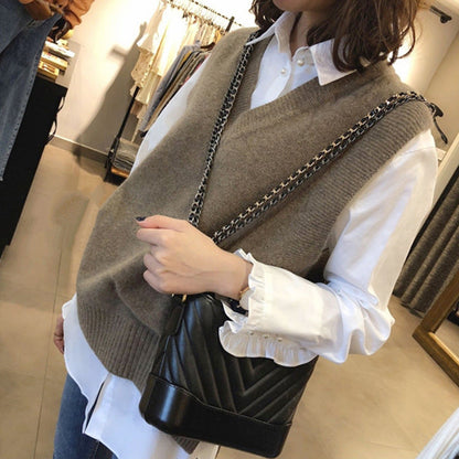 Women's Knitted Vest Sleeveless V-Neck Fashionable
