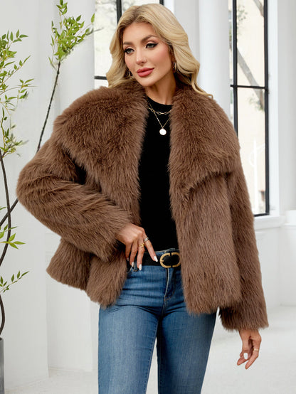Women's Oversized Faux Fur Jacket Soft Voluminous