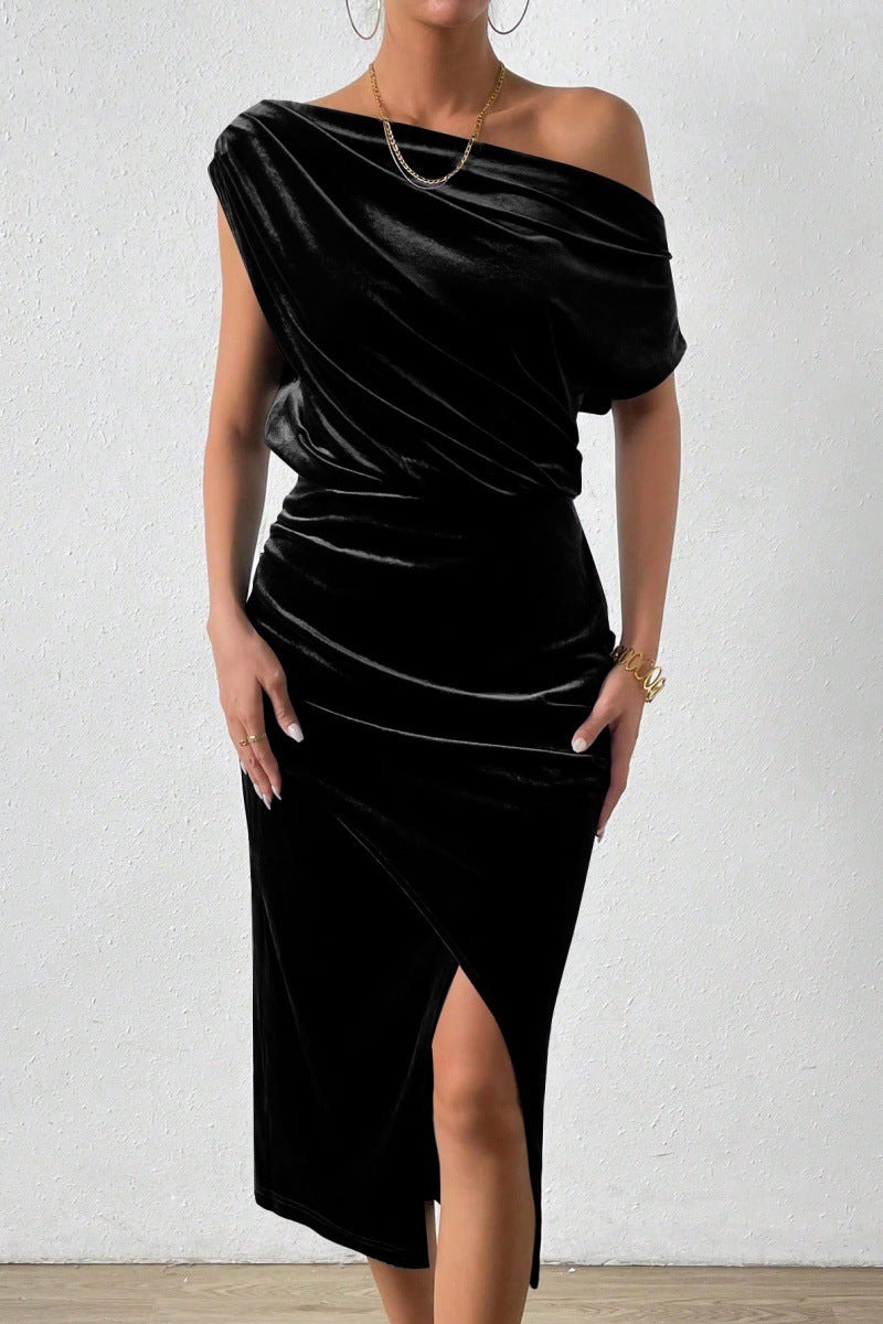 Women's Summer Dress Elegant Off-the-Shoulder Midi Dress