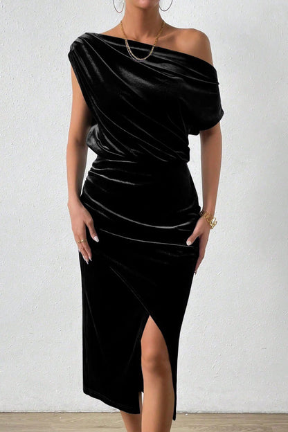 Women's Summer Dress Elegant Off-the-Shoulder Midi Dress