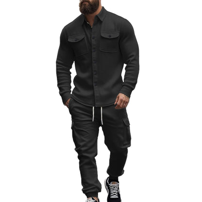 Men's Casual Set: Comfortable Trousers & Casual Shirt