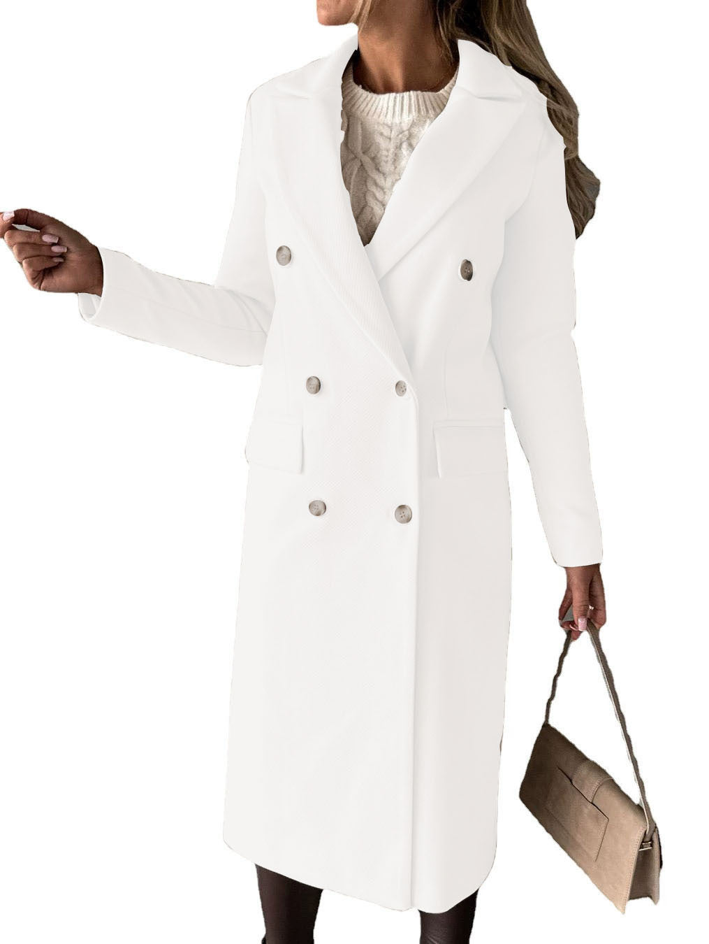 Women's Classic Elegant Trench Coat With Pockets