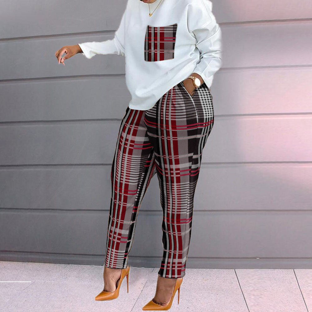 Damen Karo Freizeitanzug Bequem Stylish - IdealeKleiden