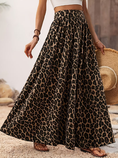 Damen Maxi-Kleid Elastisch Leoparden-Print