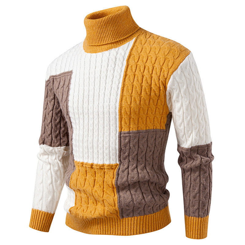 Men's Roll Neck Jumper Modern Knit Design
