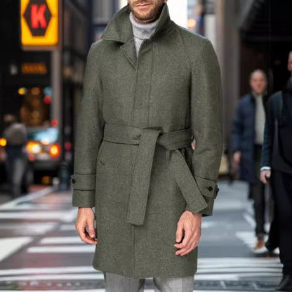 Men's Elegant Belted Classic Coat