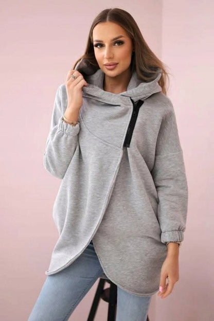 Stylische Sweatjacke Asymmetrisch Reißverschluss - IdealeKleiden