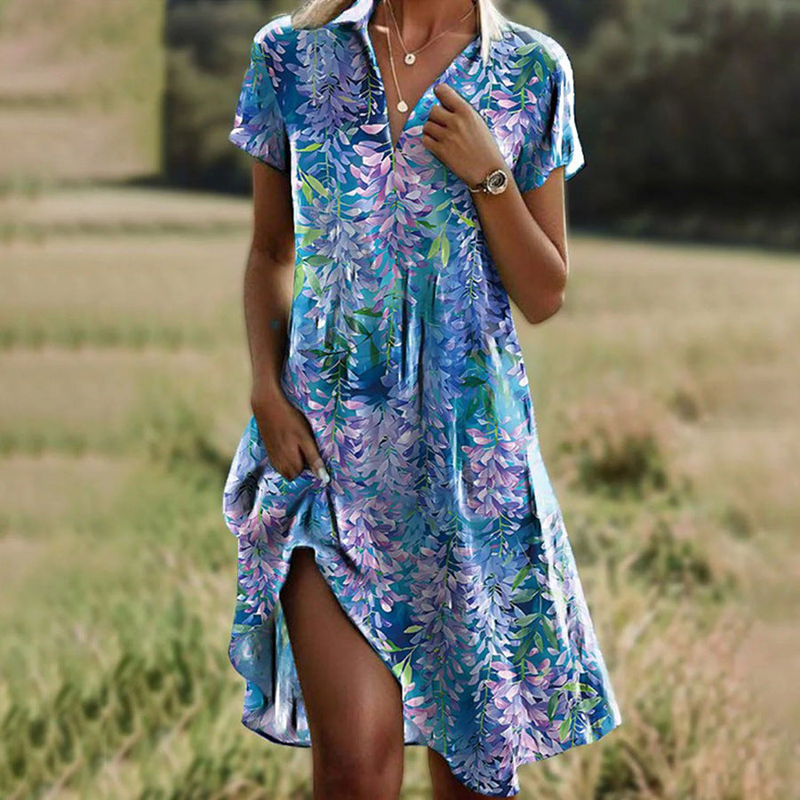 Women's Summer Dress Floral Print Loose Fit