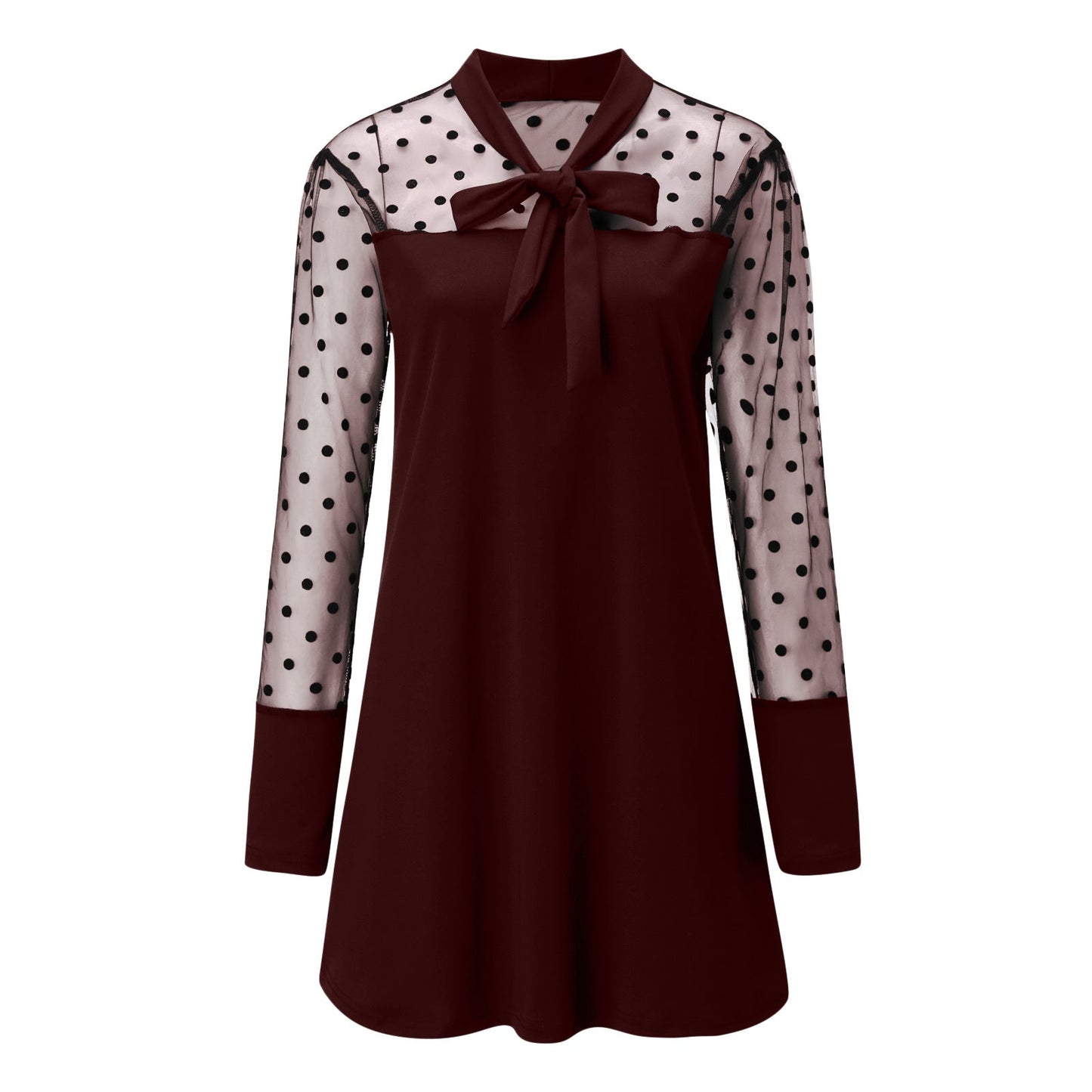 Women's Chiffon Dress Elegant Polka Dot Design With Bow
