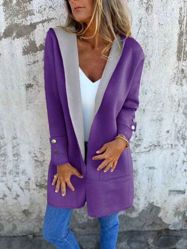 Hooded Cardigan Soft Comfortable With Pockets