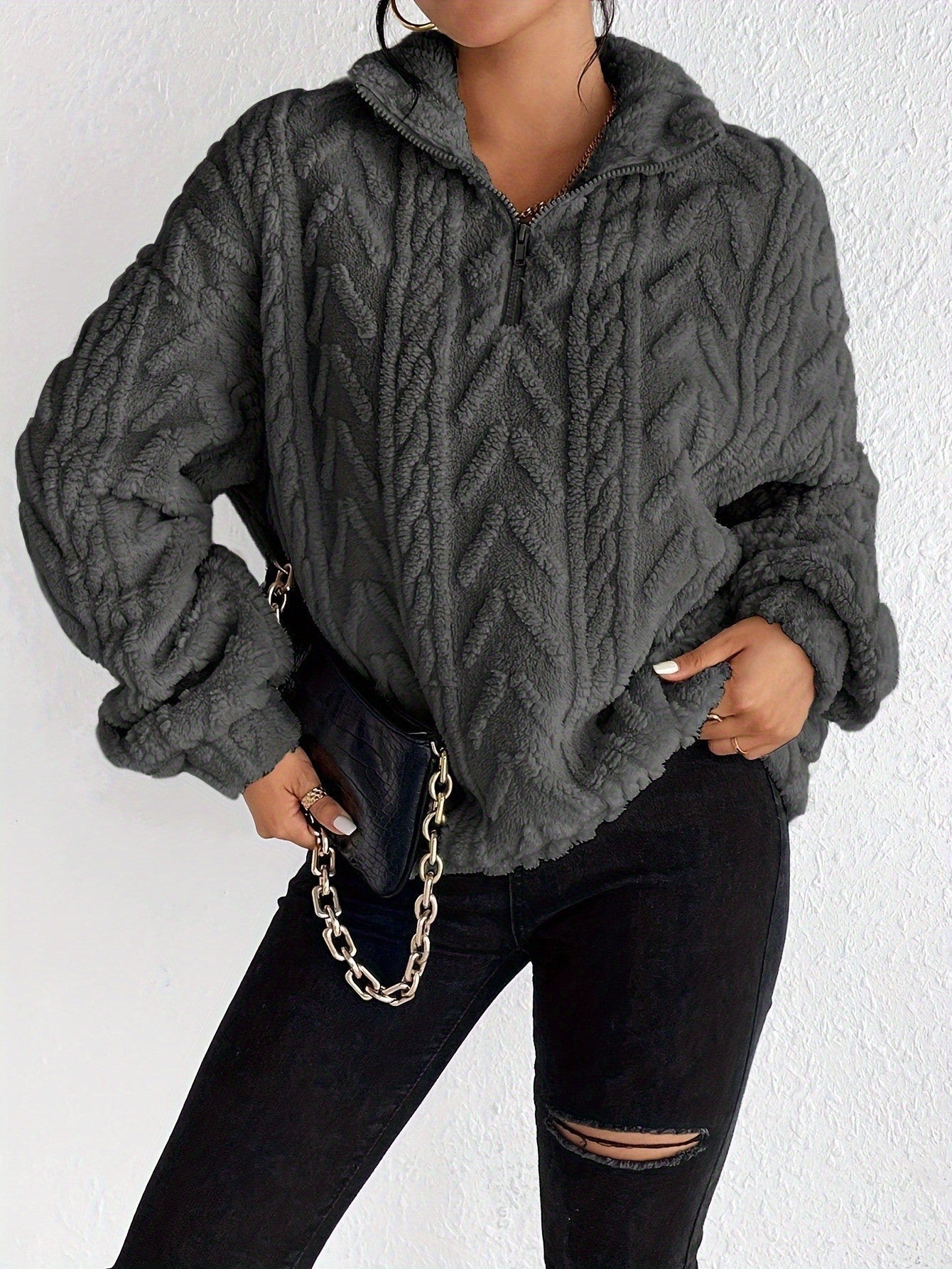 Women's Soft Fleece High-Neck Modern Pullover