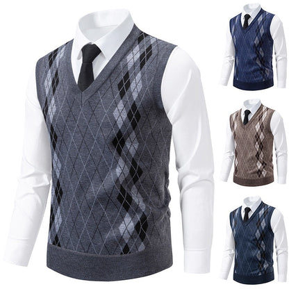 Herren Pullunder Argyle Muster Elegantes Design - IdealeKleiden