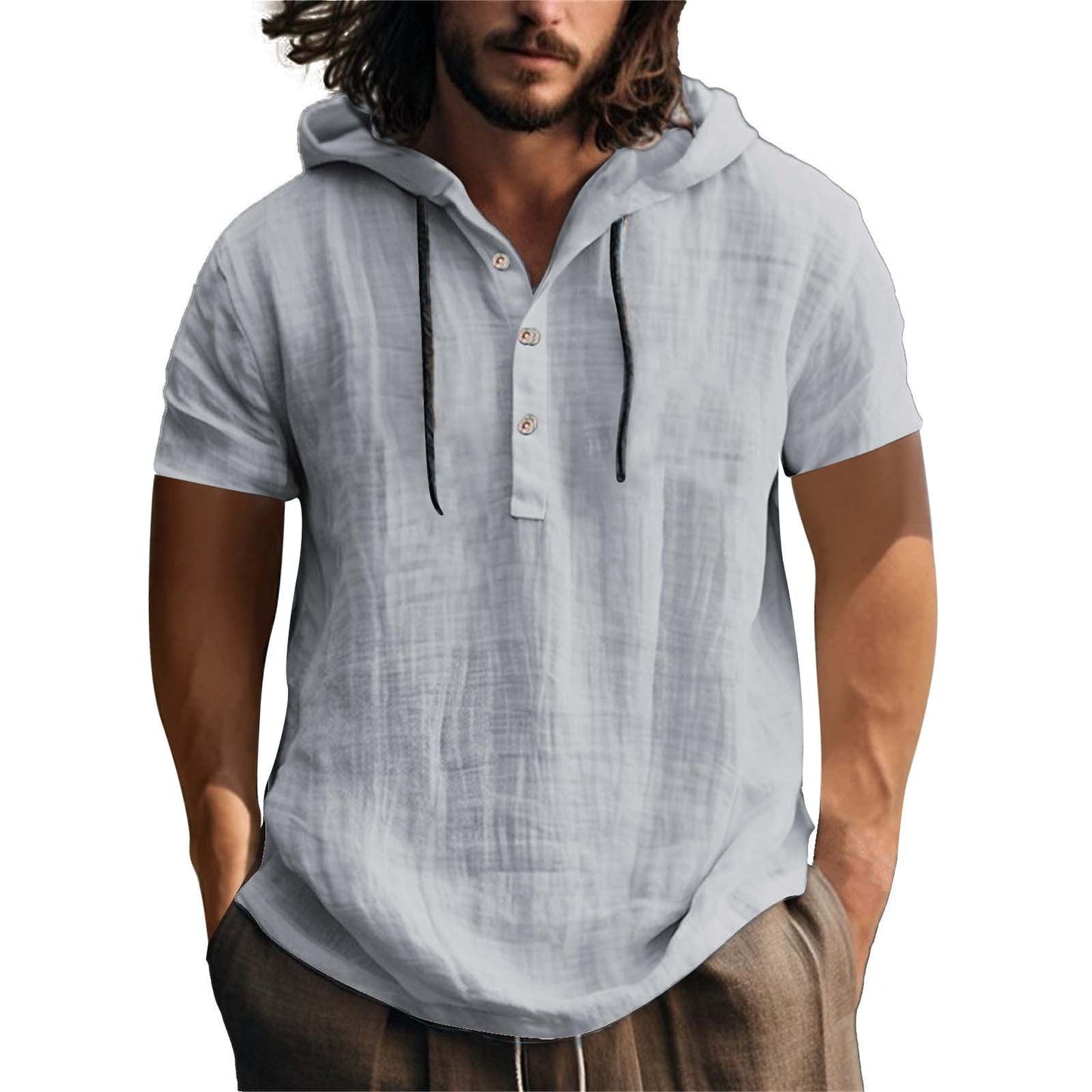 Men's Short Sleeve Hoodie Casual Relaxed