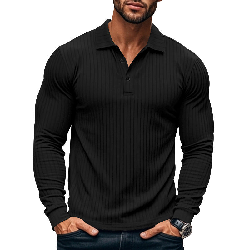 Men's Long-Sleeve Shirt Textured Pattern Modern