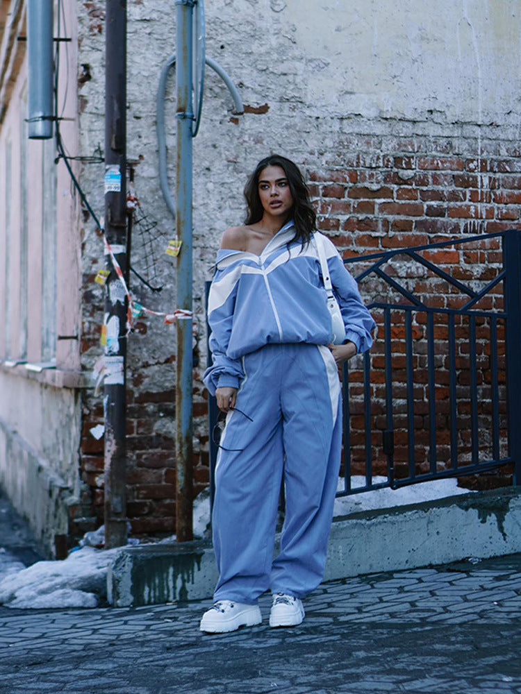 Women's Tracksuit Set Hooded Stripe Design