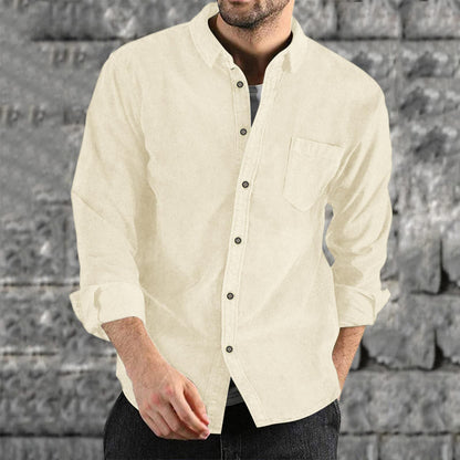 Men's Corduroy Shirt Elegant Design with Chest Pocket