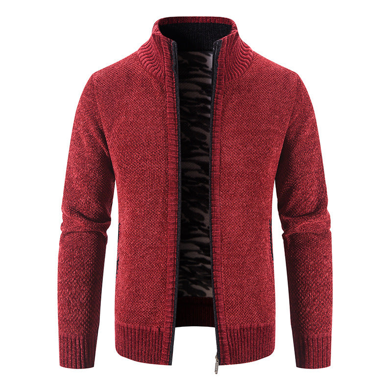 Men's Cardigan High Collar Practical Zipper Pockets
