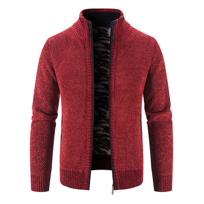 Men's Cardigan High Collar Practical Zipper Pockets