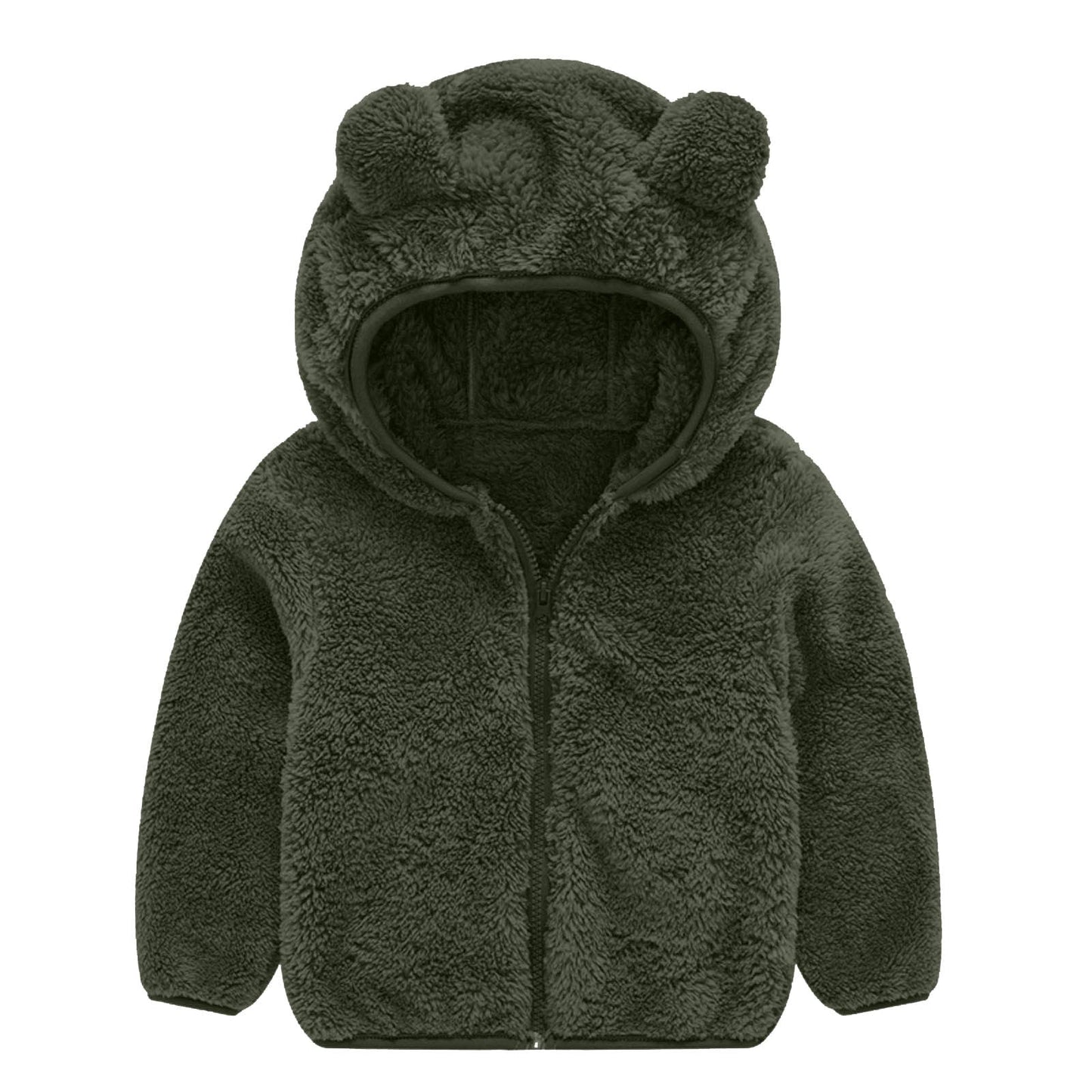 Women's Fleece Jacket Bear Ears Hat Warm Cuddly