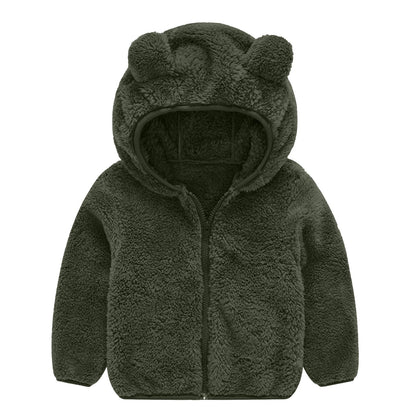Women's Fleece Jacket Bear Ears Hat Warm Cuddly
