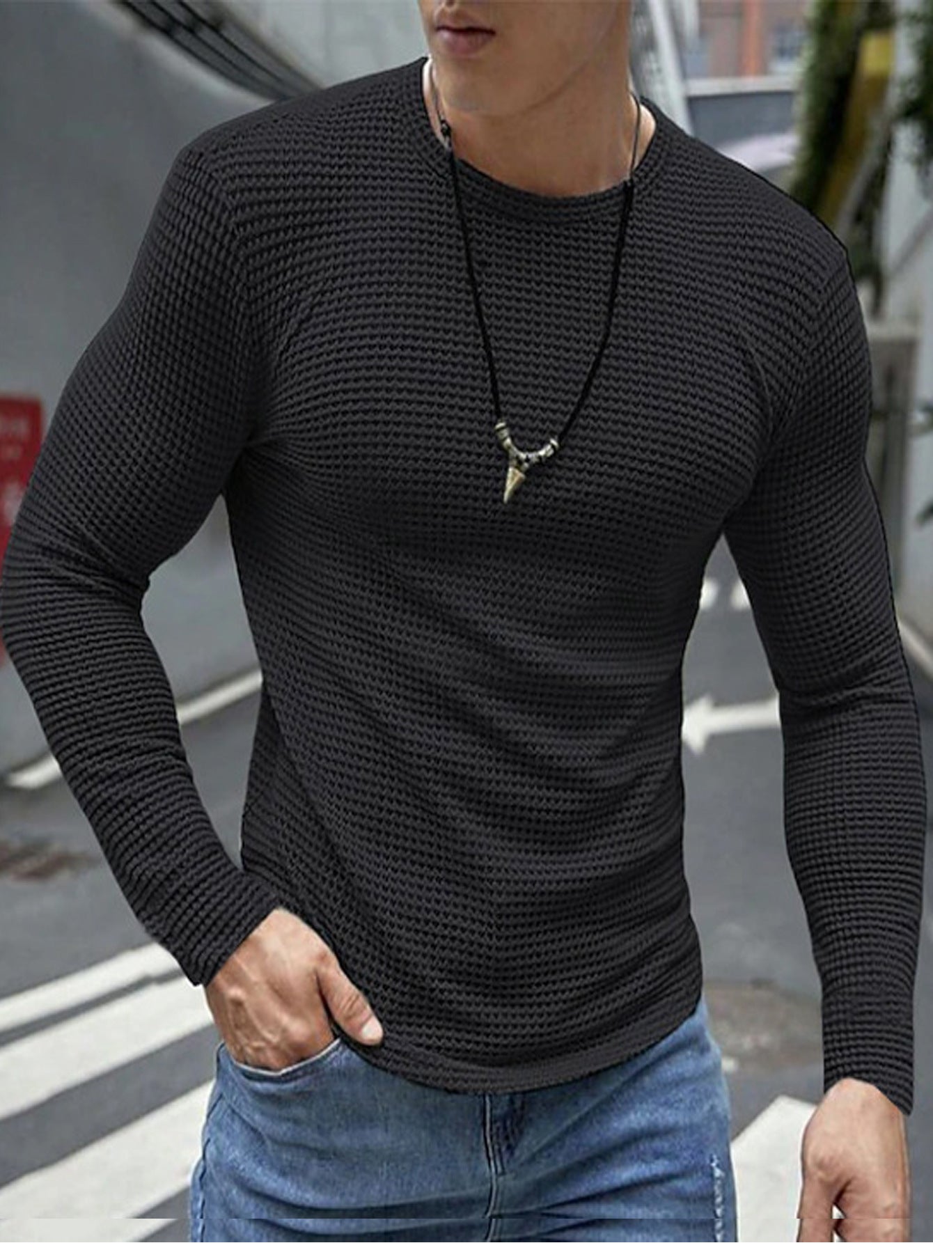 Men's Long-Sleeve Shirt Textured Modern Style
